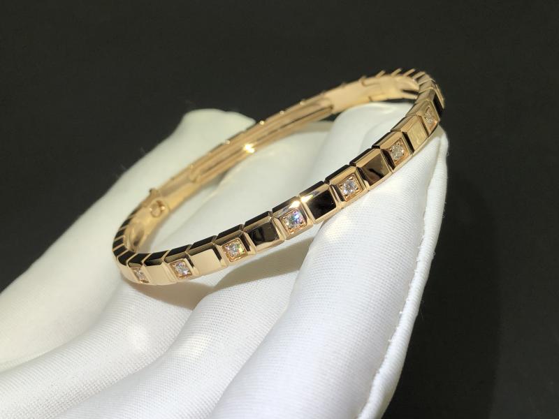 Bracelet, rose gold, half-circle with diamonds
