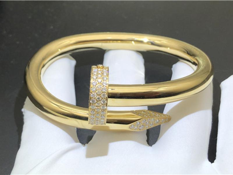 Custom Juste UN Clou bracelet, large diamond 18K gold