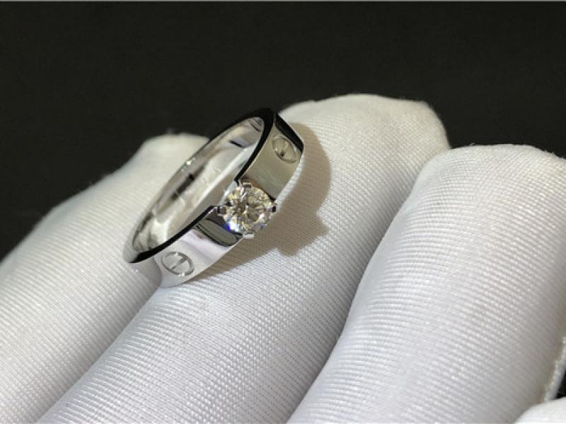 Custom LOVE Engagement Diamond ring 18K white gold