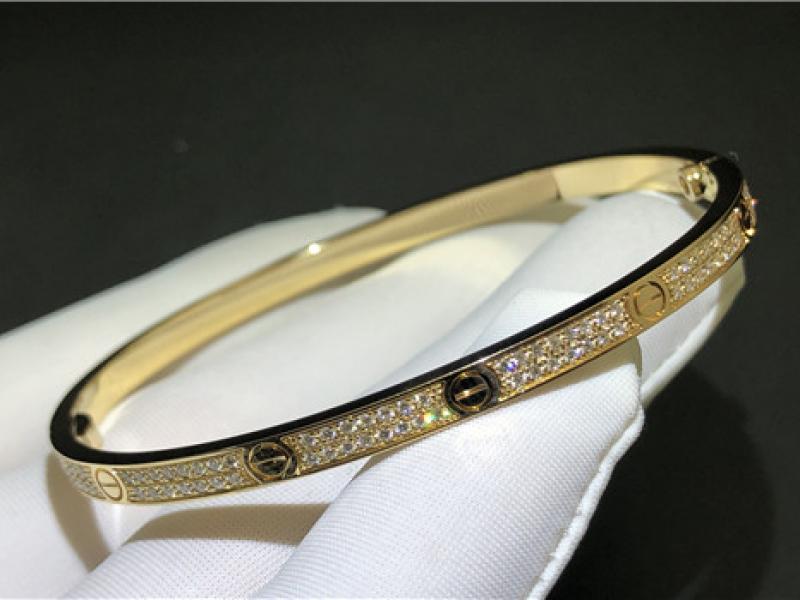 Custom LOVE bracelet, small size, set in diamond 18 karat gold