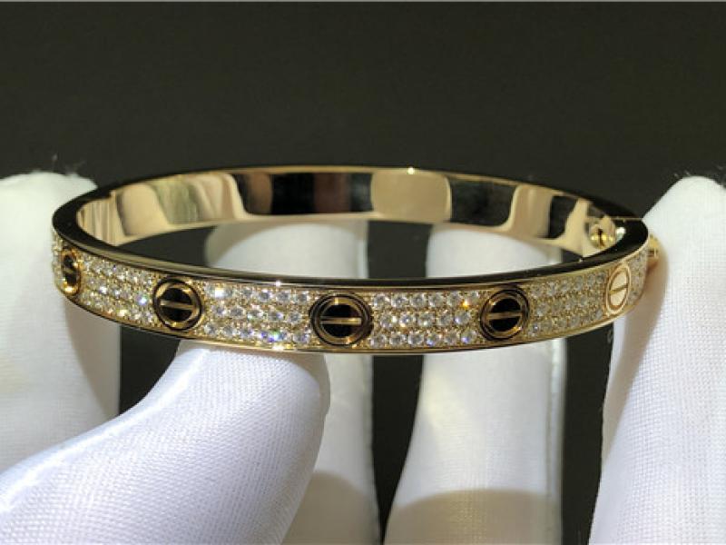 Custom LOVE bracelet with diamond and 18K gold