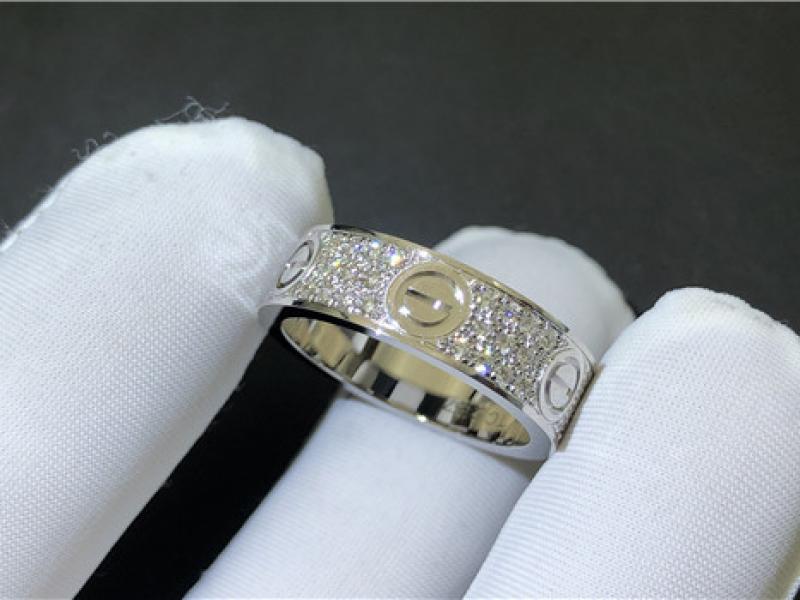 Custom LOVE ring, set in diamond 18K white gold