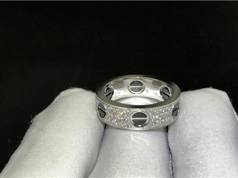 Custom LOVE ring, set in diamond, precision ceramics, 18K white gold