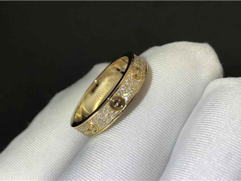 Custom LOVE wedding ring, set with diamond 18K gold