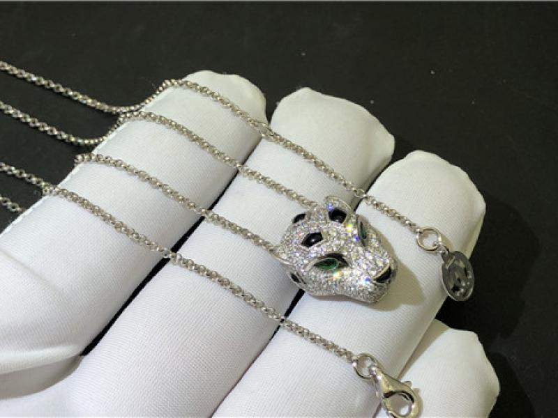 Custom Panthere de Cartier Cheetah Necklace 18K white gold-2