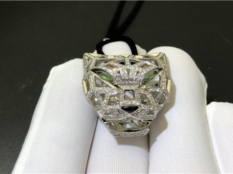 Custom Panthere de Cartier Cheetah Necklace 18K white gold-3