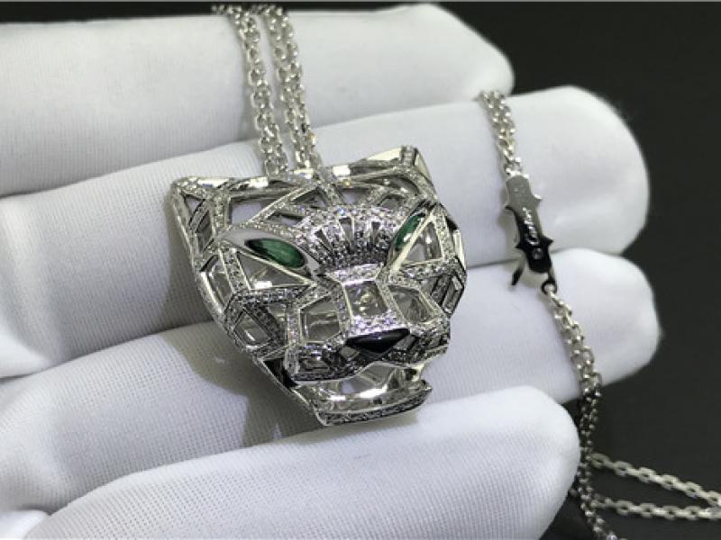 Custom Panthere de Cartier Cheetah Necklace 18K white gold-6