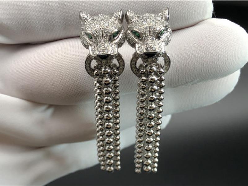 Custom Panthere de Cartier Earrings 18K platinum-7