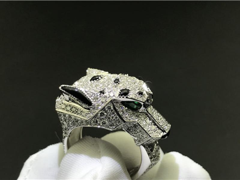 Custom Panthere de Cartier ring 18K white gold-11