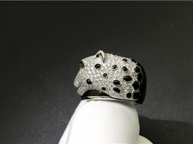 Custom Panthere de Cartier ring 18K white gold-13