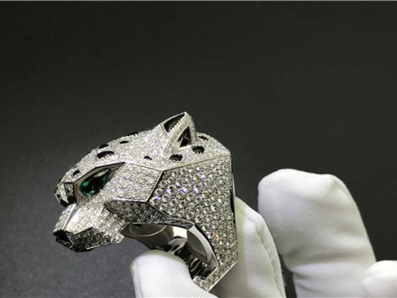 Custom Panthere de Cartier ring 18K white gold-14