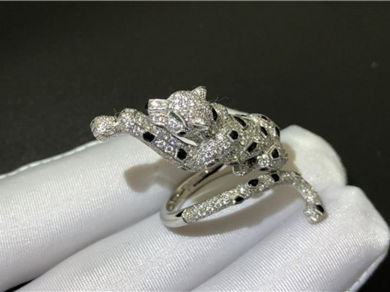 Custom Panthere de Cartier ring 18K white gold