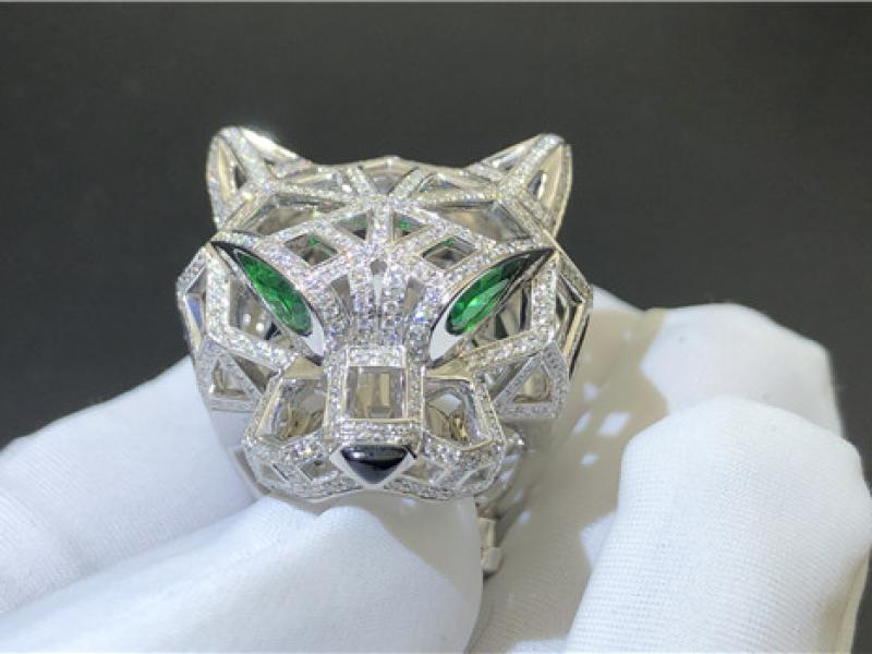 Custom Panthere de Cartier ring diamond 18K white gold