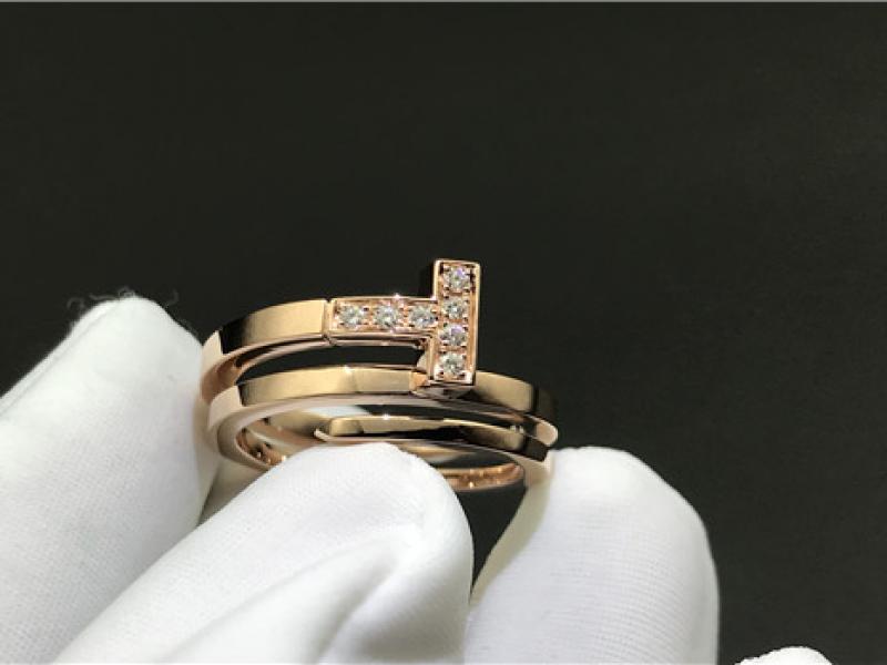 Custom Tiffany T series Diamond-encrusted square winding ring