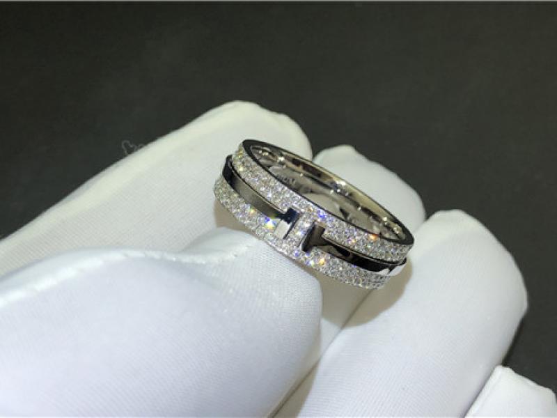 Custom Tiffany T series wide diamond set ring