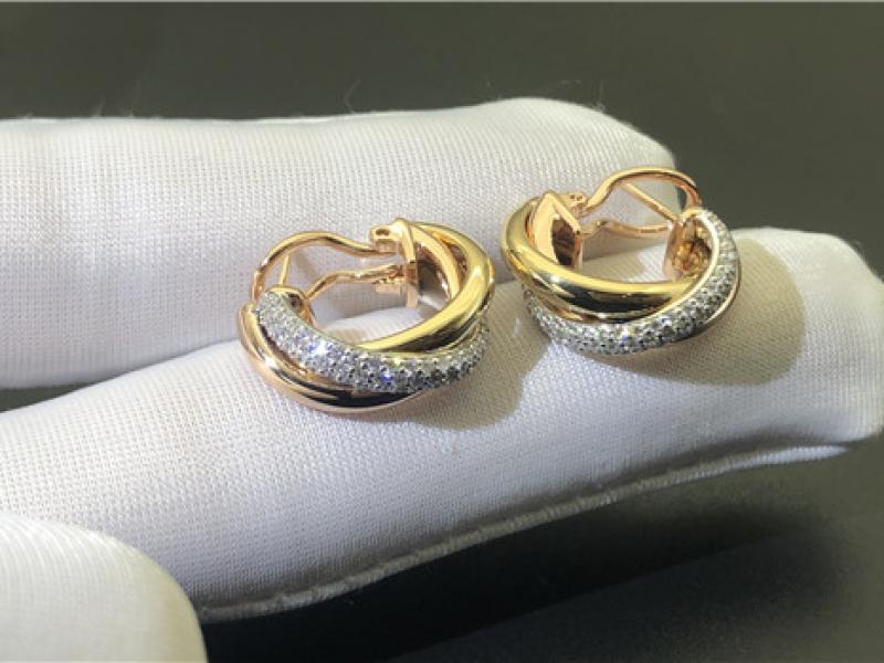 Custom Trinity Earrings 18K platinum, 18K gold, and 18K Rose Gold-3