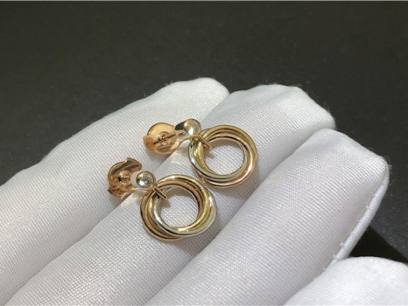 Custom Trinity Earrings 18K platinum, 18K gold, and 18K Rose Gold