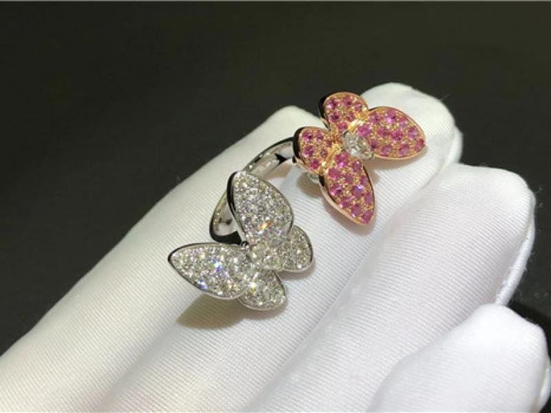 Custom Two Butterfly interfinger ring