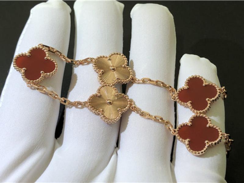 Custom Vintage Alhambra bracelet with 5 lucky four leaf patterns-7 - 副本