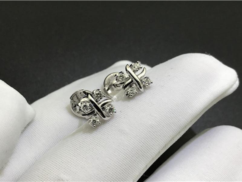 Custom made Tiffany Platinum Diamond earrings-2