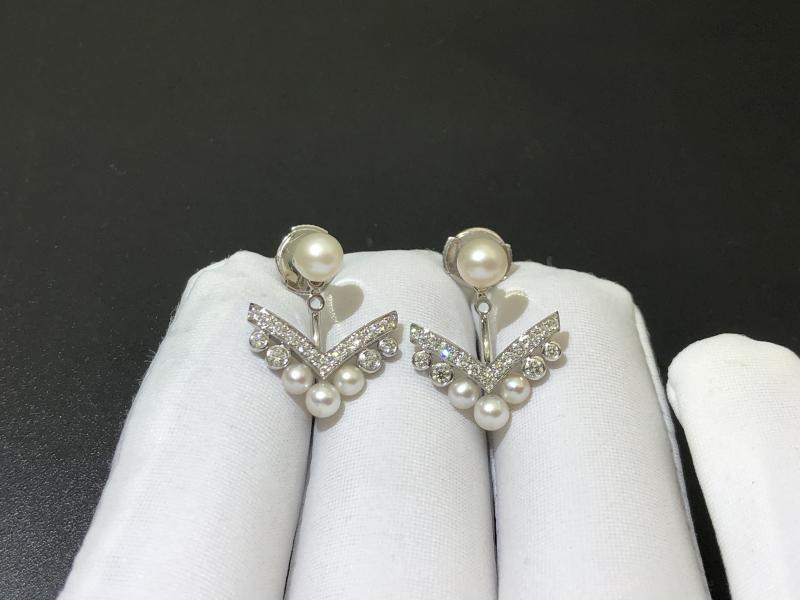  EARRING White gold, pearls, diamonds
