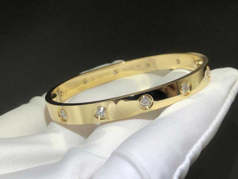 LOVE bracelet, single screw clasp, classic style, 10 diamonds