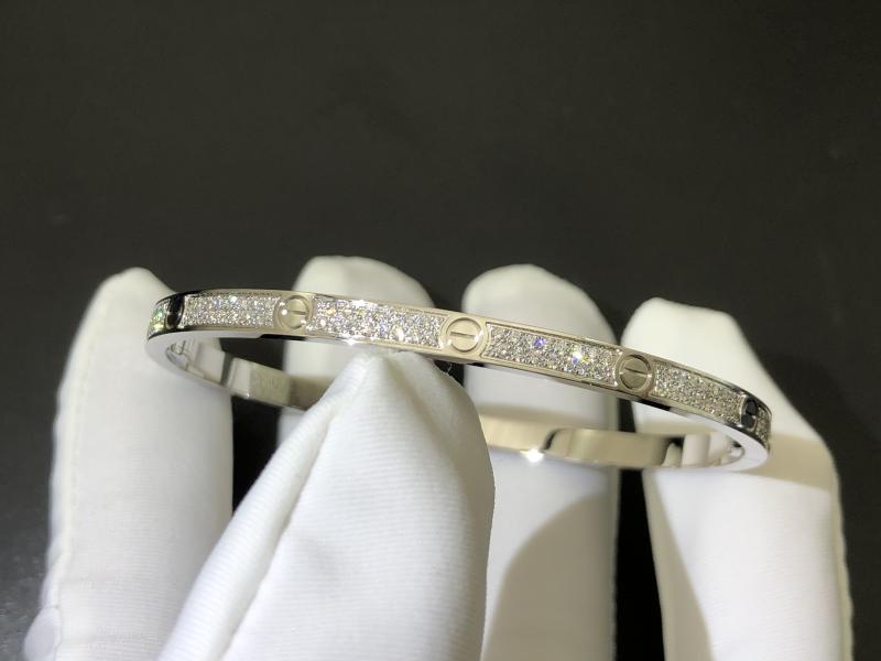 LOVE bracelet, small size, pavé diamond 18K white gold