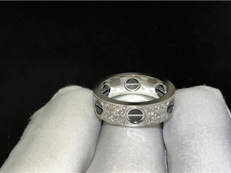  LOVE ring, set in diamond, precision ceramics, 18K white gold