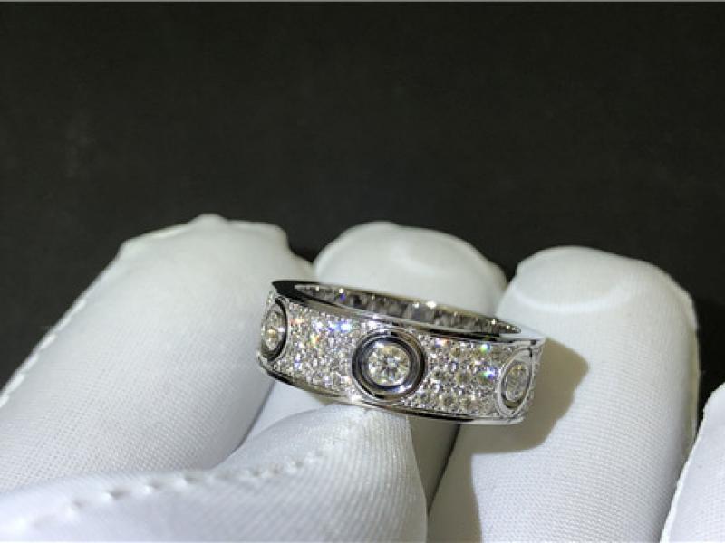 LOVE ring, set with diamonds, 18K white gold