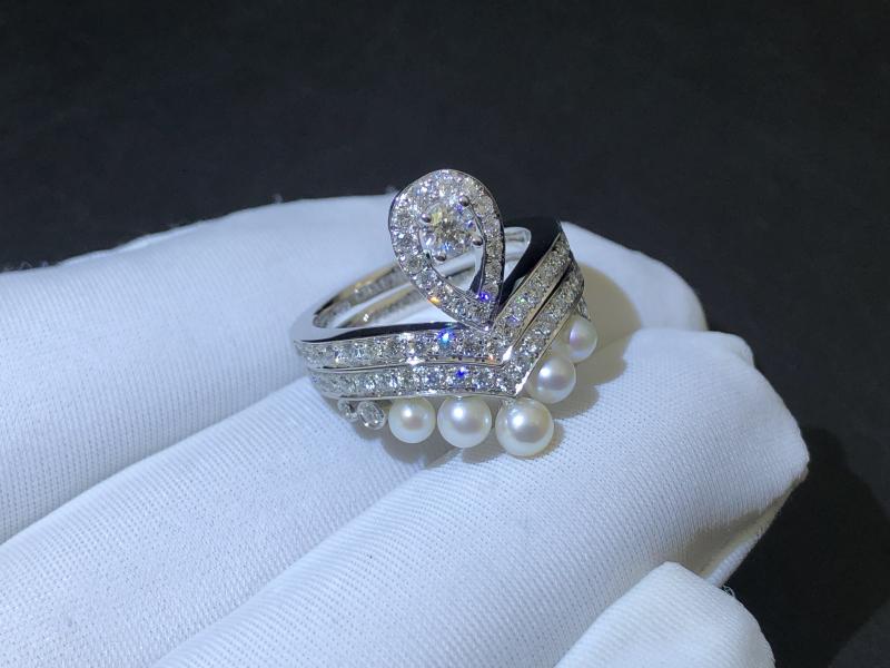 Ring Platinum, pearls, diamonds-3