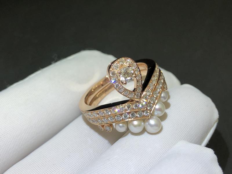 Ring Rose gold, pearls, diamonds