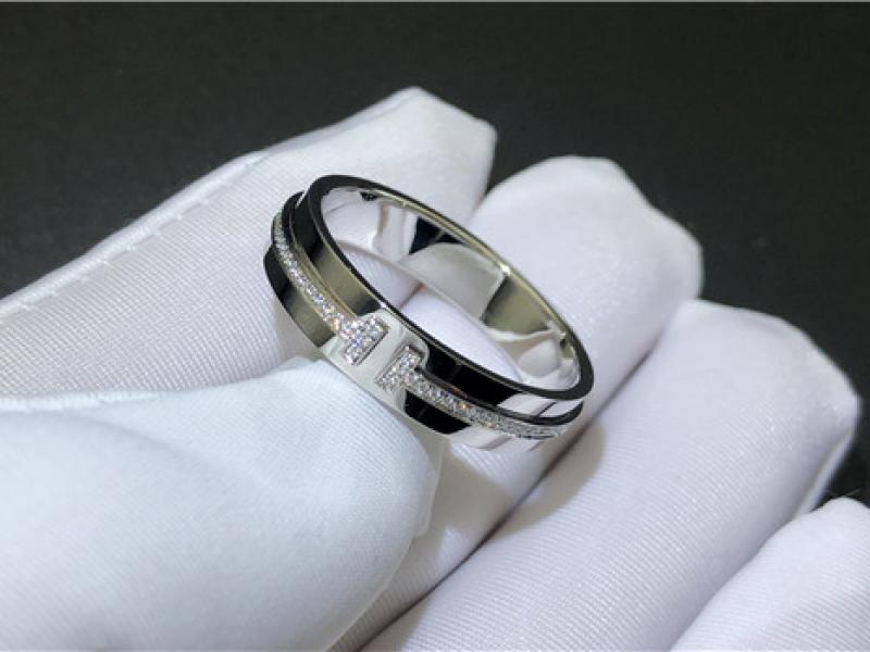 T Custom  series diamond-inlaid narrow ring